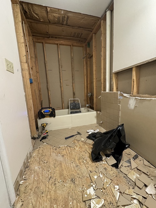 Bathroom demo in the poconos